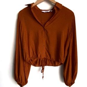 & Other Stories Rust Orange Polka Dot Blouse